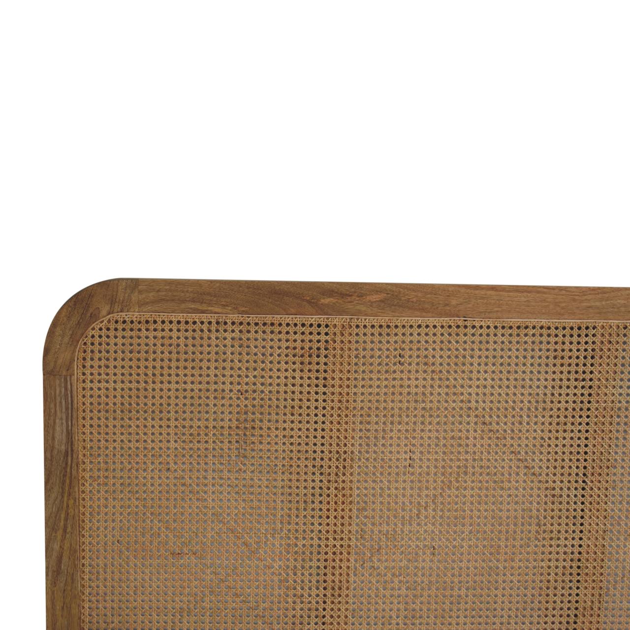 Trapani King Size Bohemian Rattan and Mango Wood Bed with Headboard