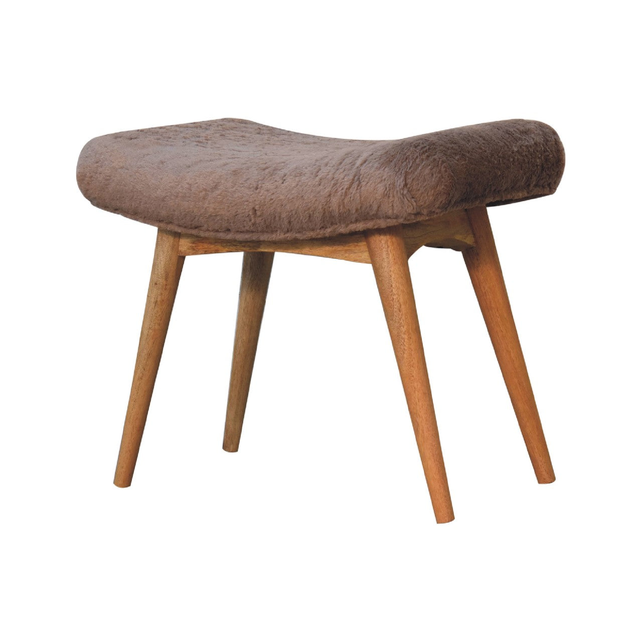 Rome Grey Faux Fur Curved Bench Mango Legs