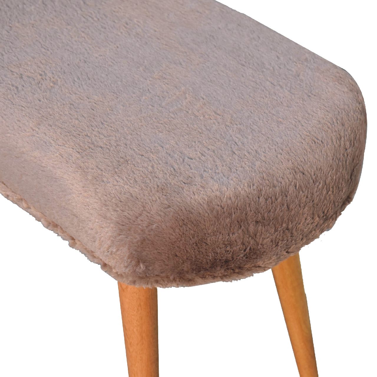 Rome Faux Fur Fabric Bench Mango Wood Legs