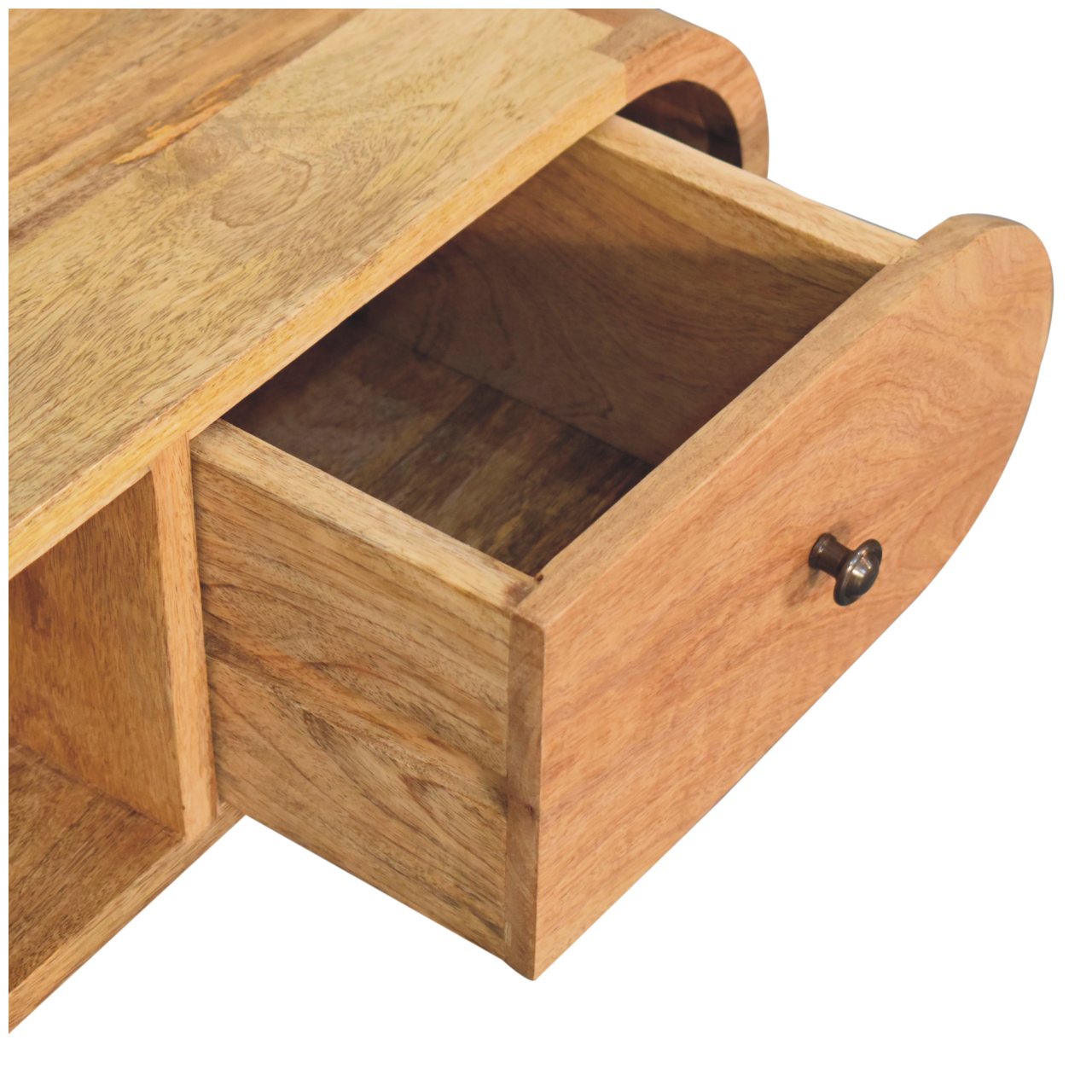 Rimmini Natural Oval Timber Wood Circular TV Media Unit