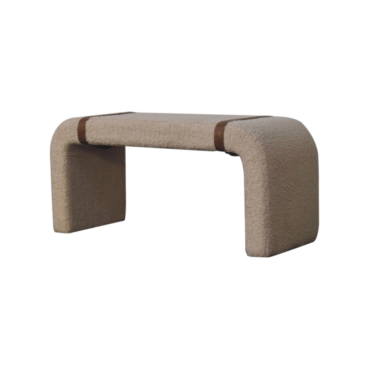 Arezzo Cream Boucle and Leather Bench