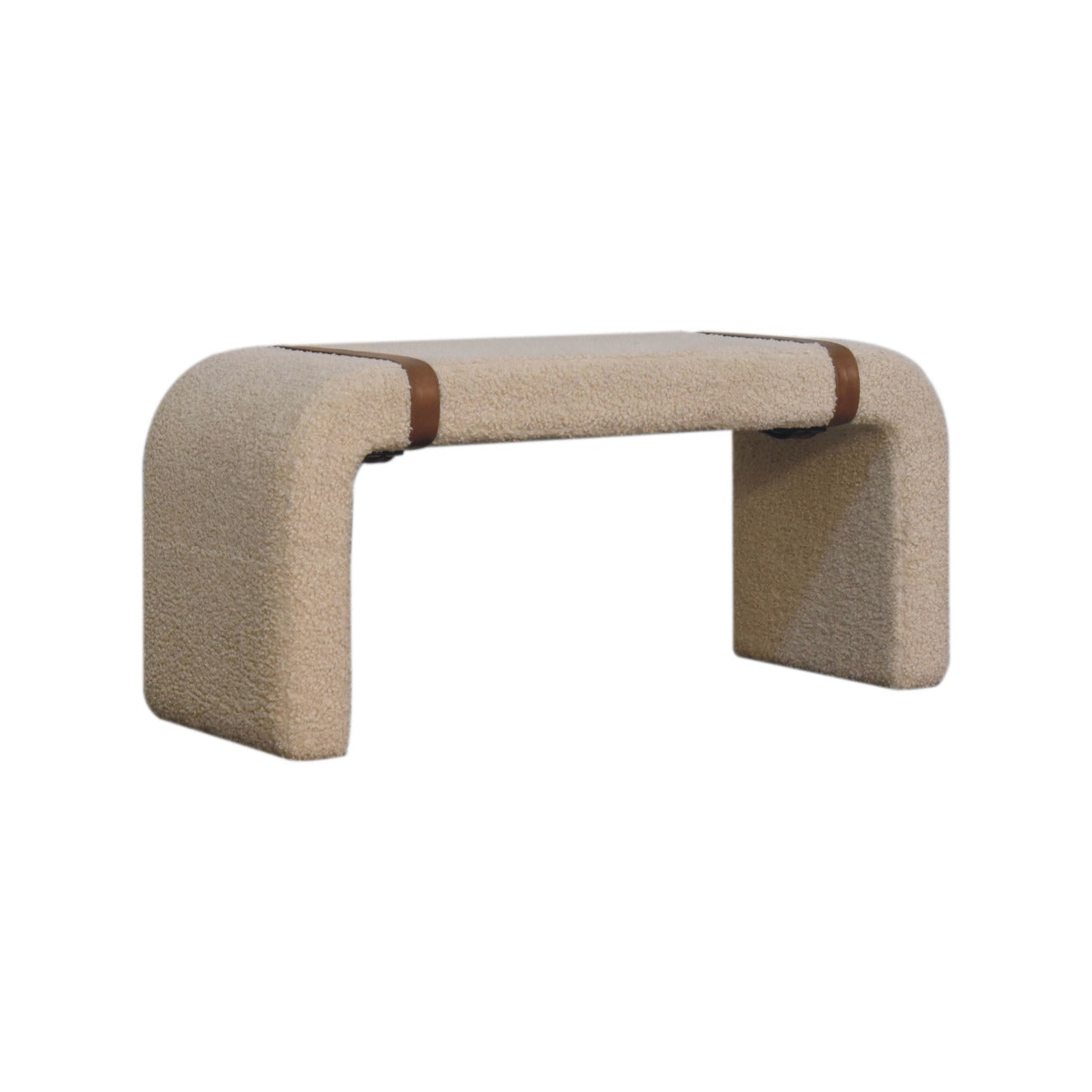 Arezzo Cream Boucle and Leather Bench