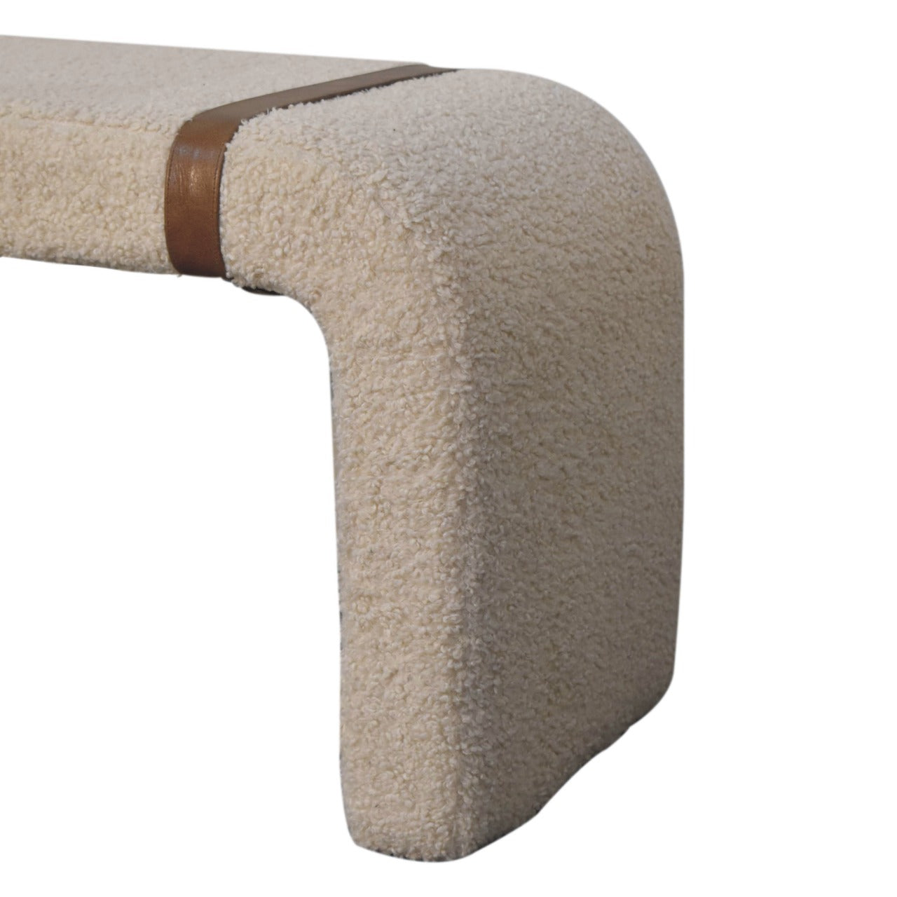 Arezzo Cream Boucle and Leather Bench