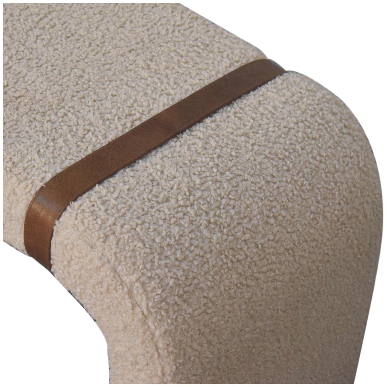 Arezzo Cream Boucle and Leather Bench