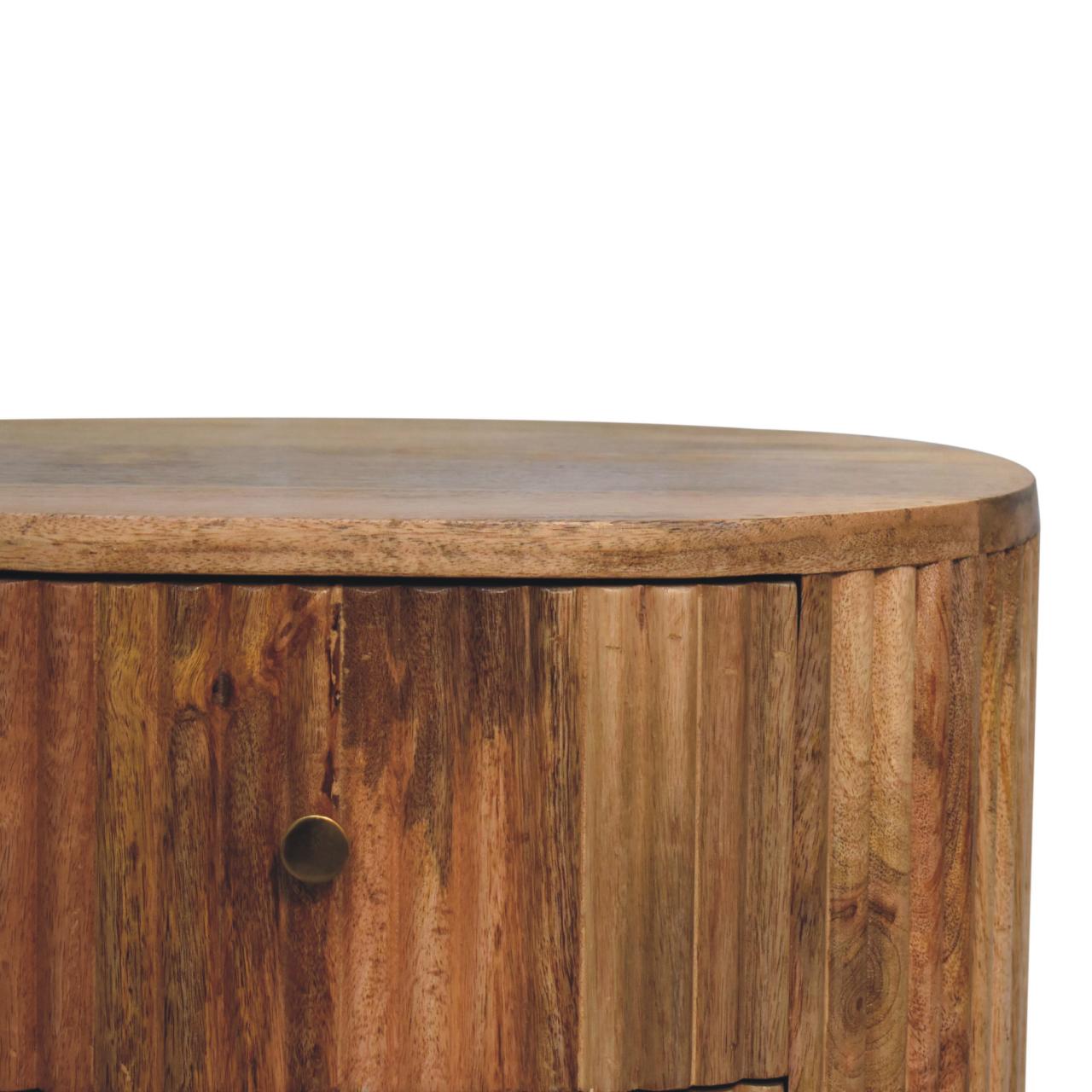 Lecco Natura Mango Wood 3 Drawer Bedside Table
