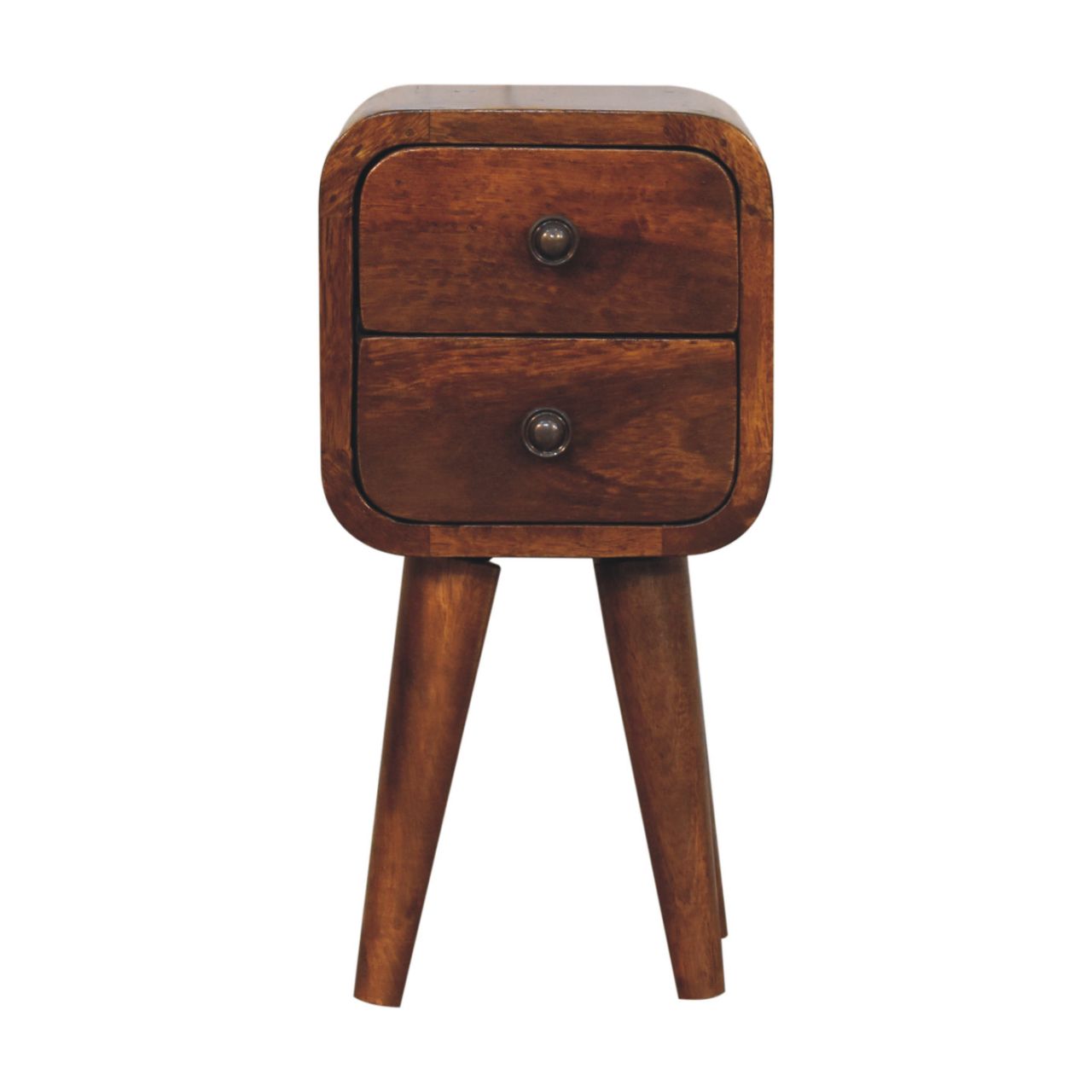 Cagliari Small 2 Drawer Curved Chestnut Mango Wood Bedside Table