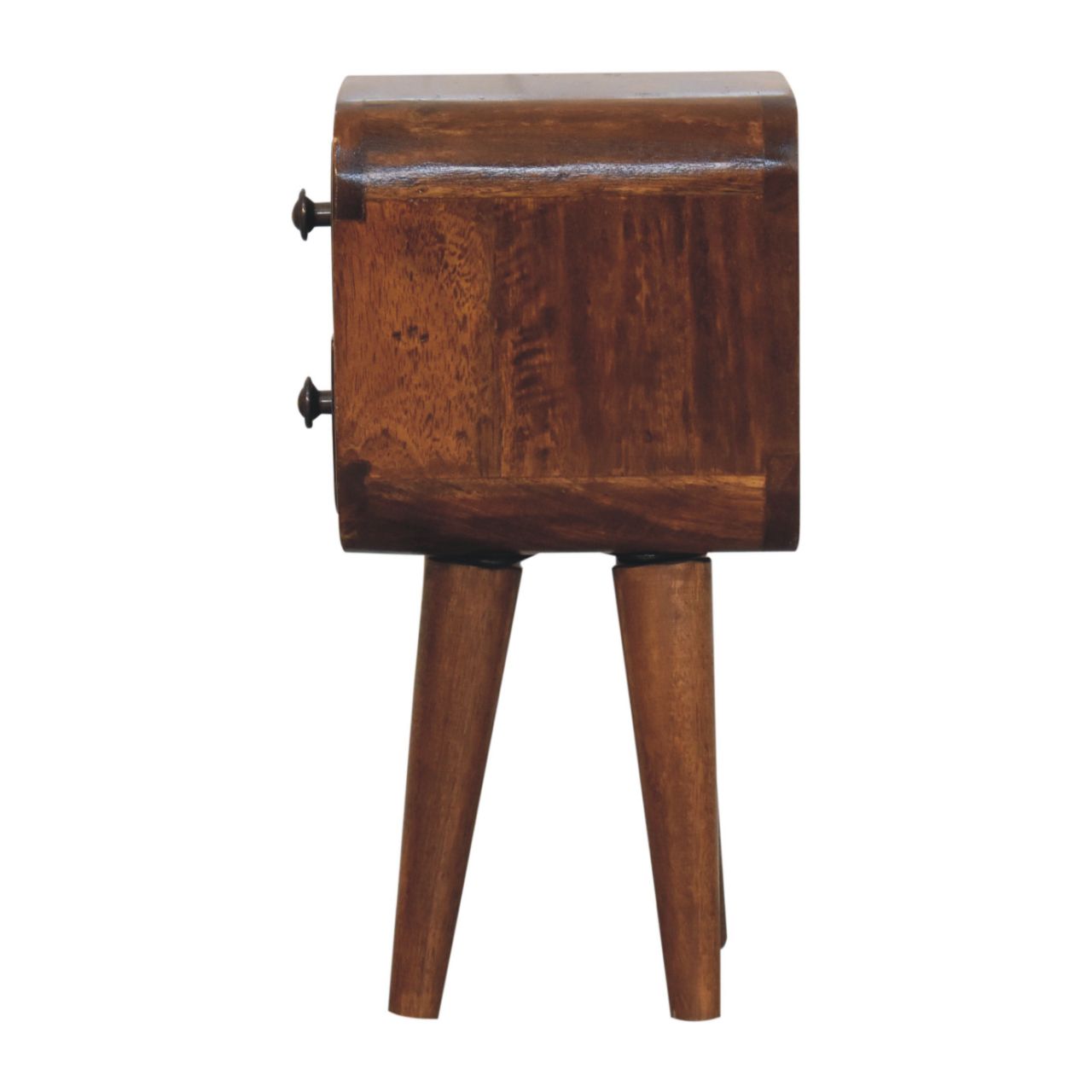Cagliari Small 2 Drawer Curved Chestnut Mango Wood Bedside Table