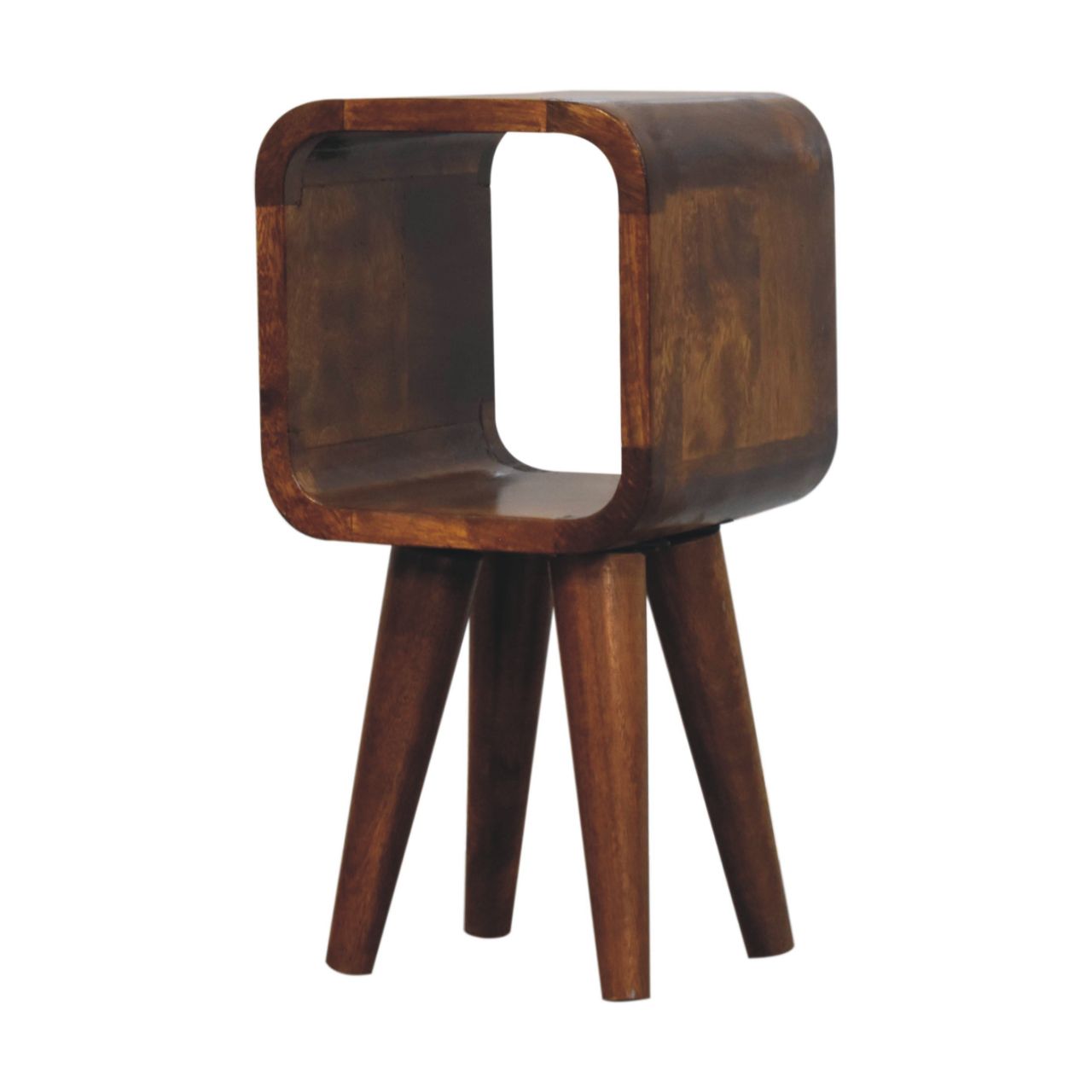 Cagliari Minimalist Open Curved Chestnut Bedside Table
