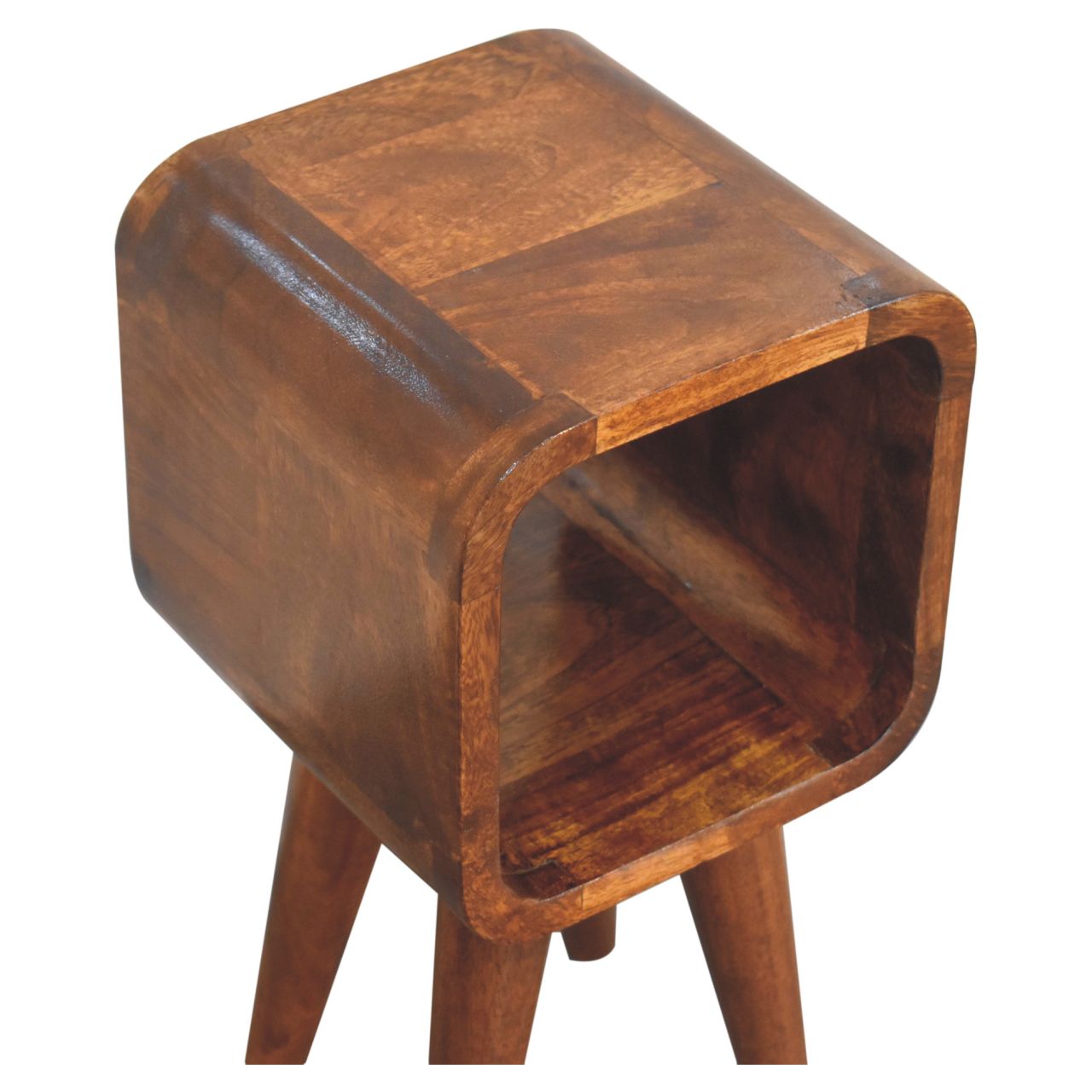 Cagliari Minimalist Open Curved Chestnut Bedside Table