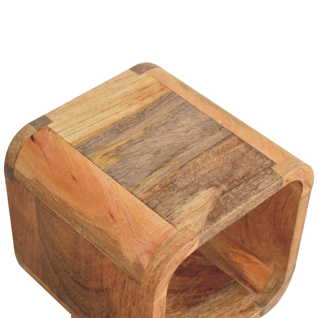 Cagliari Minimalist Open Curved Mango Wood Bedside Table