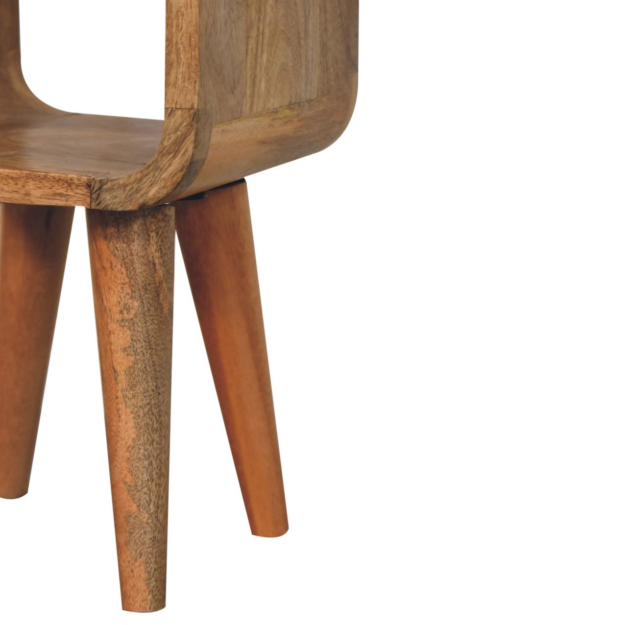 Cagliari Minimalist Open Curved Mango Wood Bedside Table