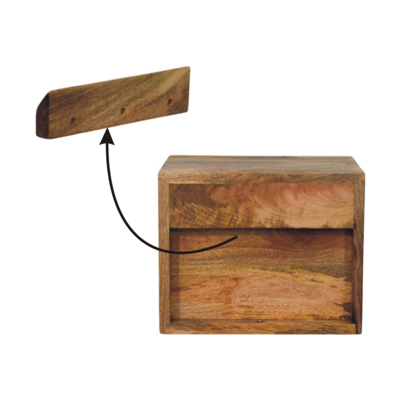 Trieste 2 Drawer Mango Wood Wall Mounted Bedside Table