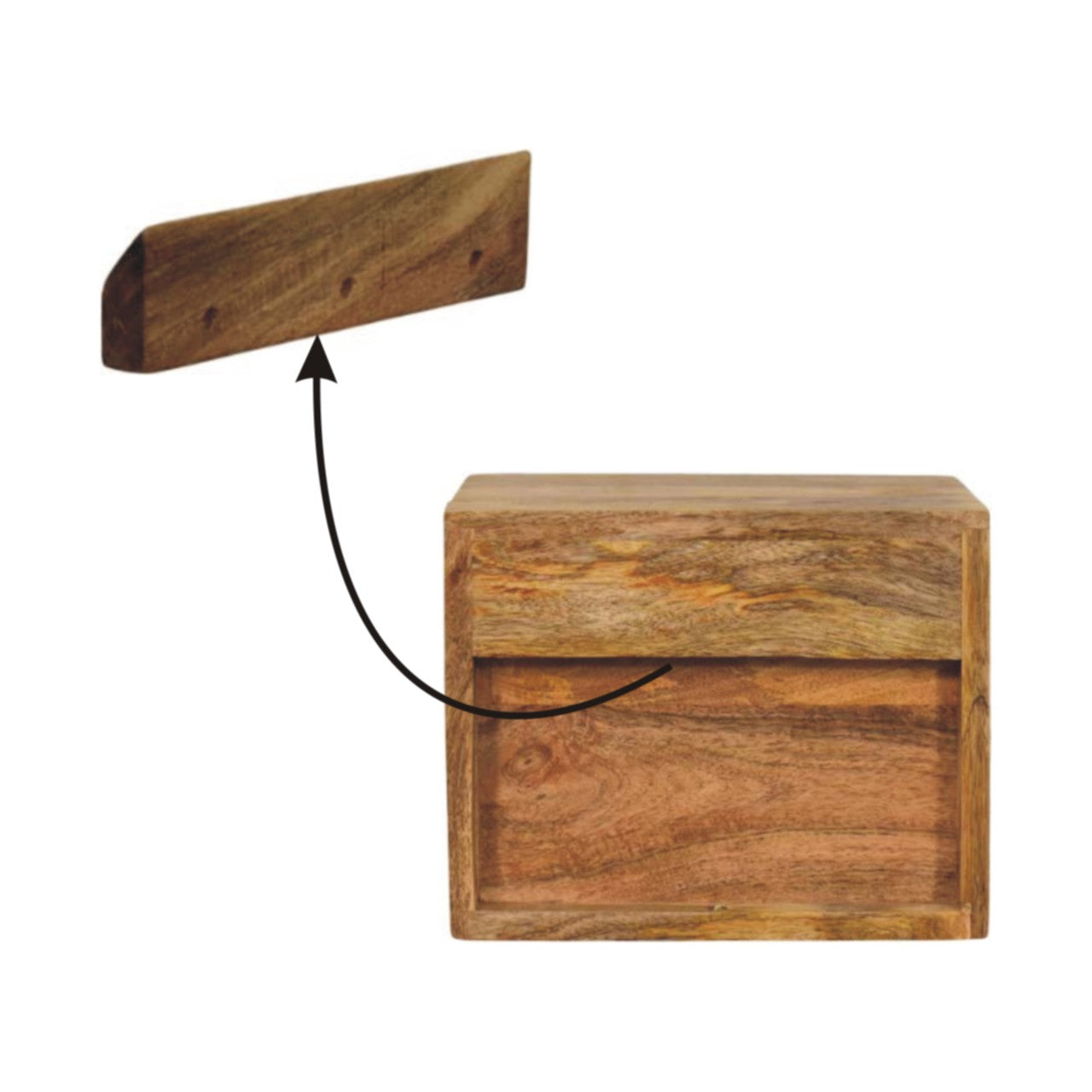 Trieste 1 Drawer and Shelf Mango Wood Wall Mounted Nightstand