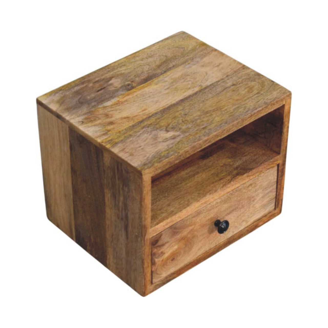 Trieste 1 Drawer and Shelf Mango Wood Wall Mounted Nightstand