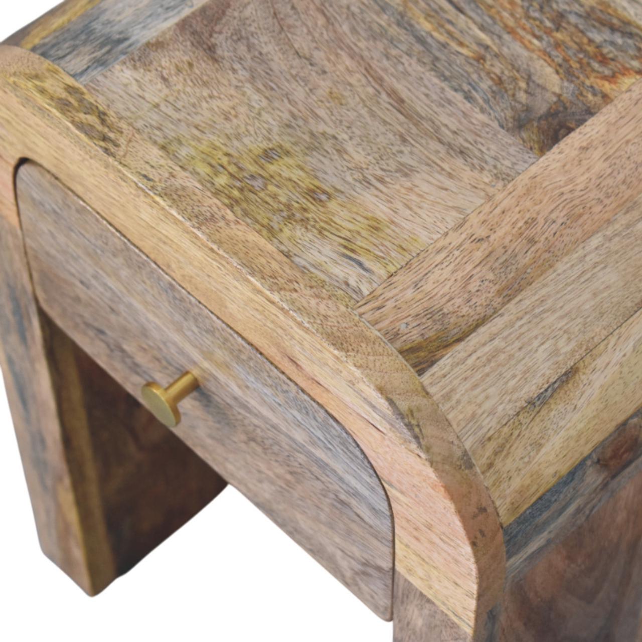 Chioggia Mango Wood Bedside Table with Curved Edges