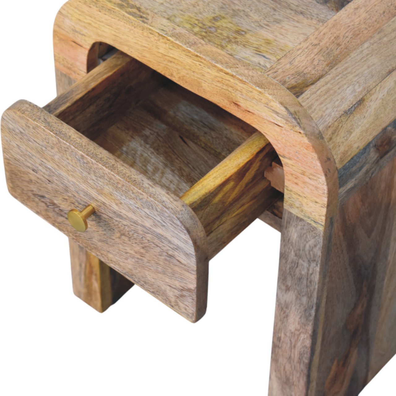 Chioggia Mango Wood Bedside Table with Curved Edges