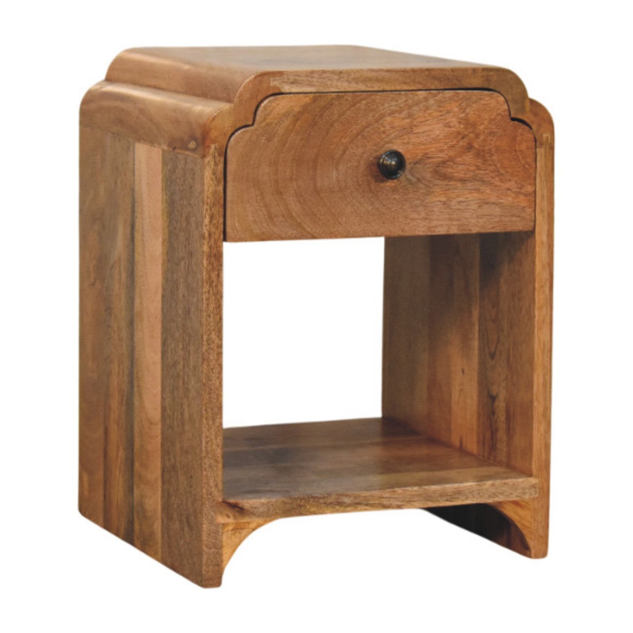 Paris Natural Mango Wood Nightstand with Drawer and Shelf