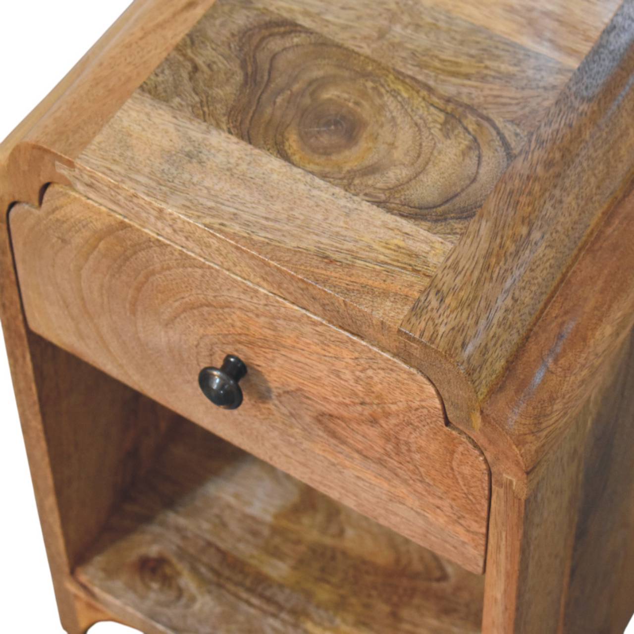 Paris Natural Mango Wood Nightstand with Drawer and Shelf