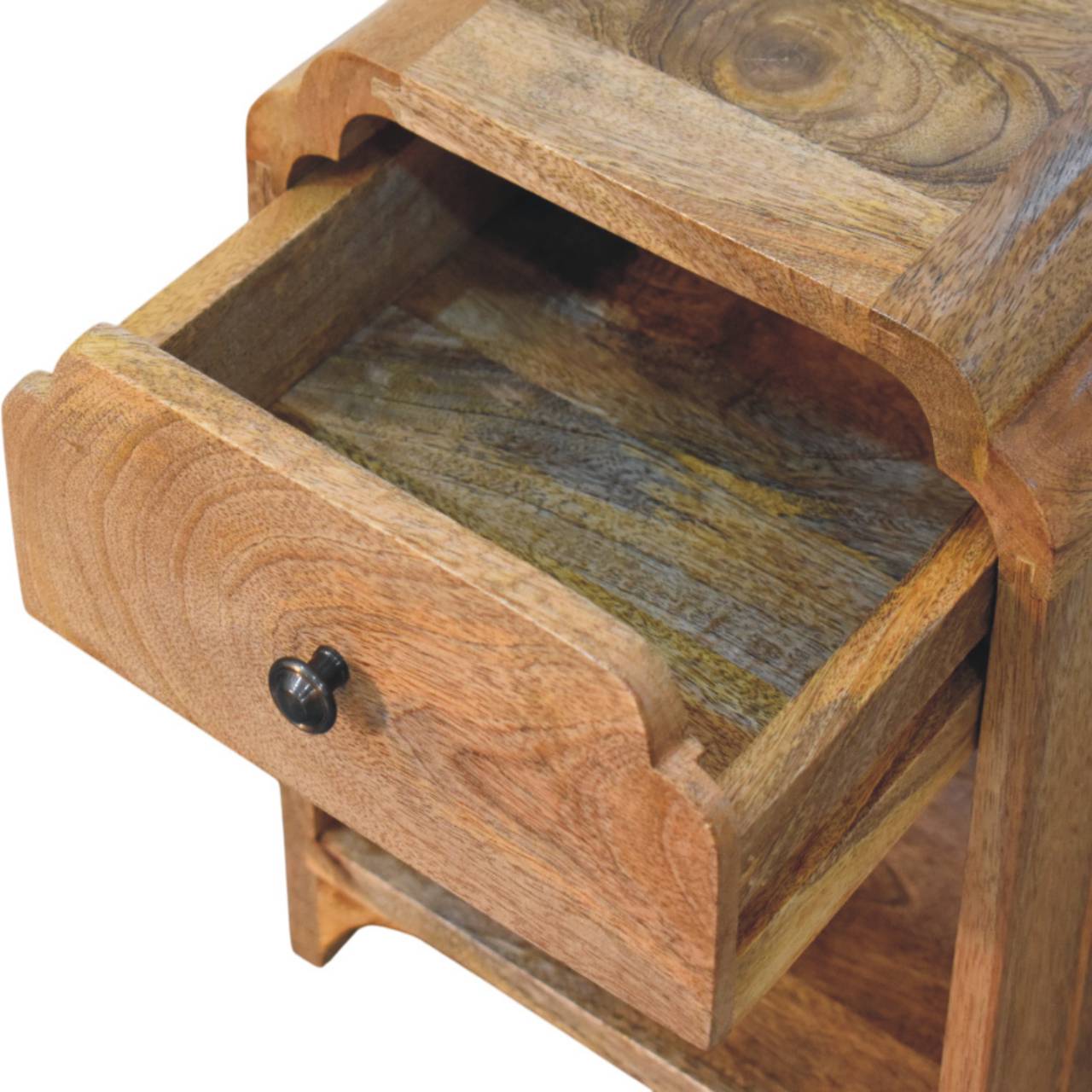 Paris Natural Mango Wood Nightstand with Drawer and Shelf