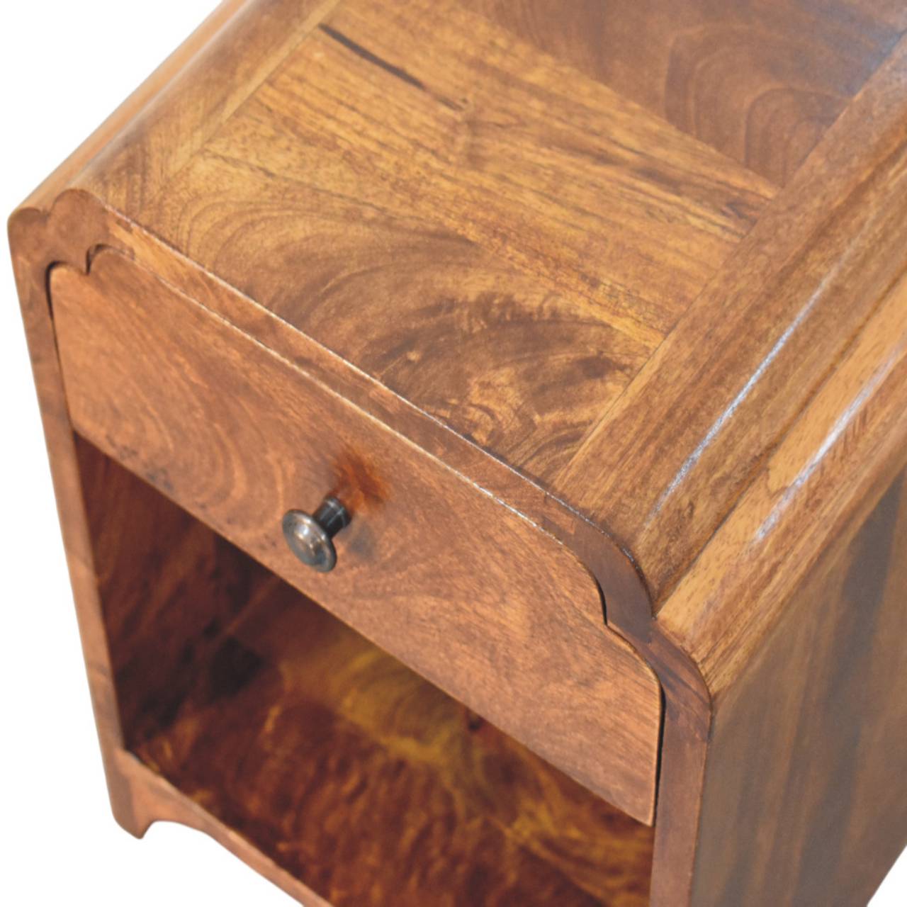 Paris Mango Wood Bedside Table with a Drawer and Shelf