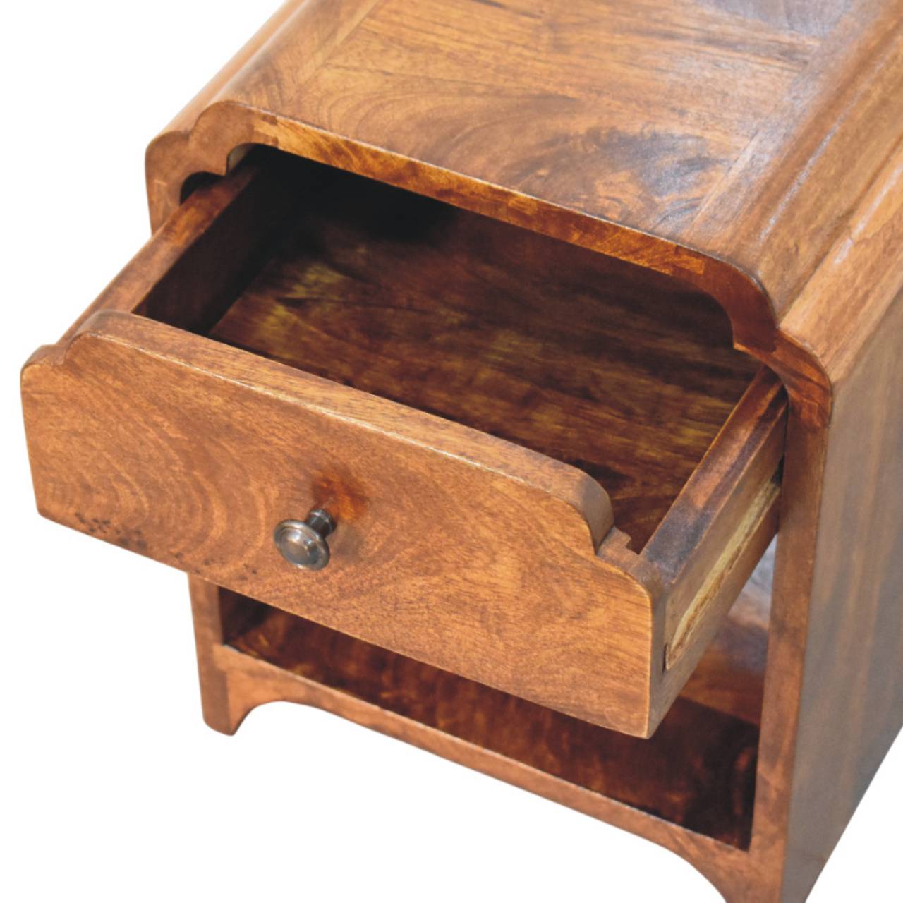Paris Mango Wood Bedside Table with a Drawer and Shelf