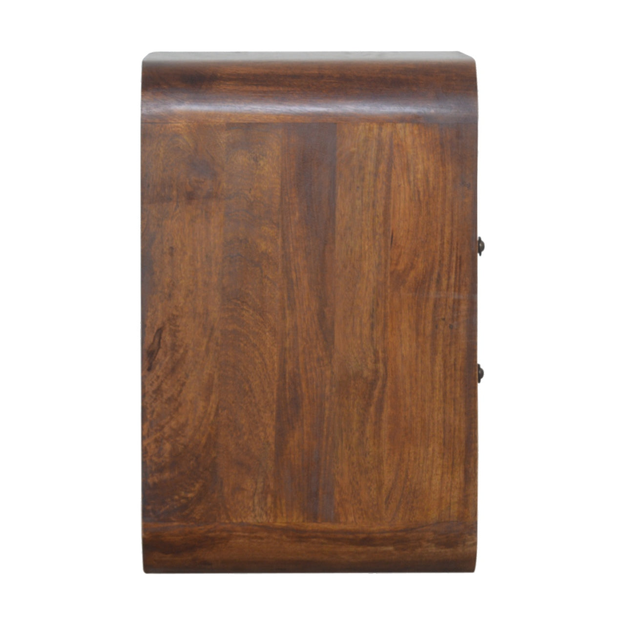 Bologna Chestnut Mango Wood Curve 2 Drawer Bedside Table