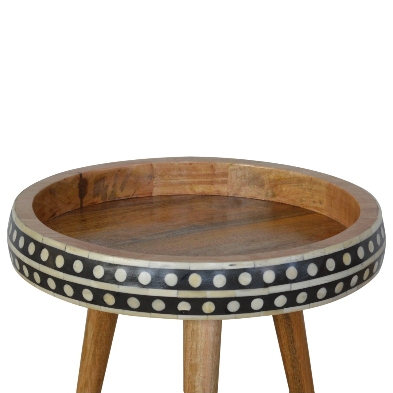 Lecco Small Dotted Mango Wood Tripod End Table