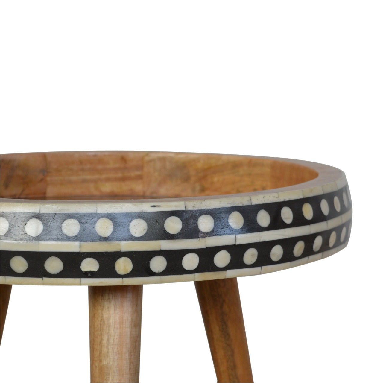 Lecco Small Dotted Mango Wood Tripod End Table