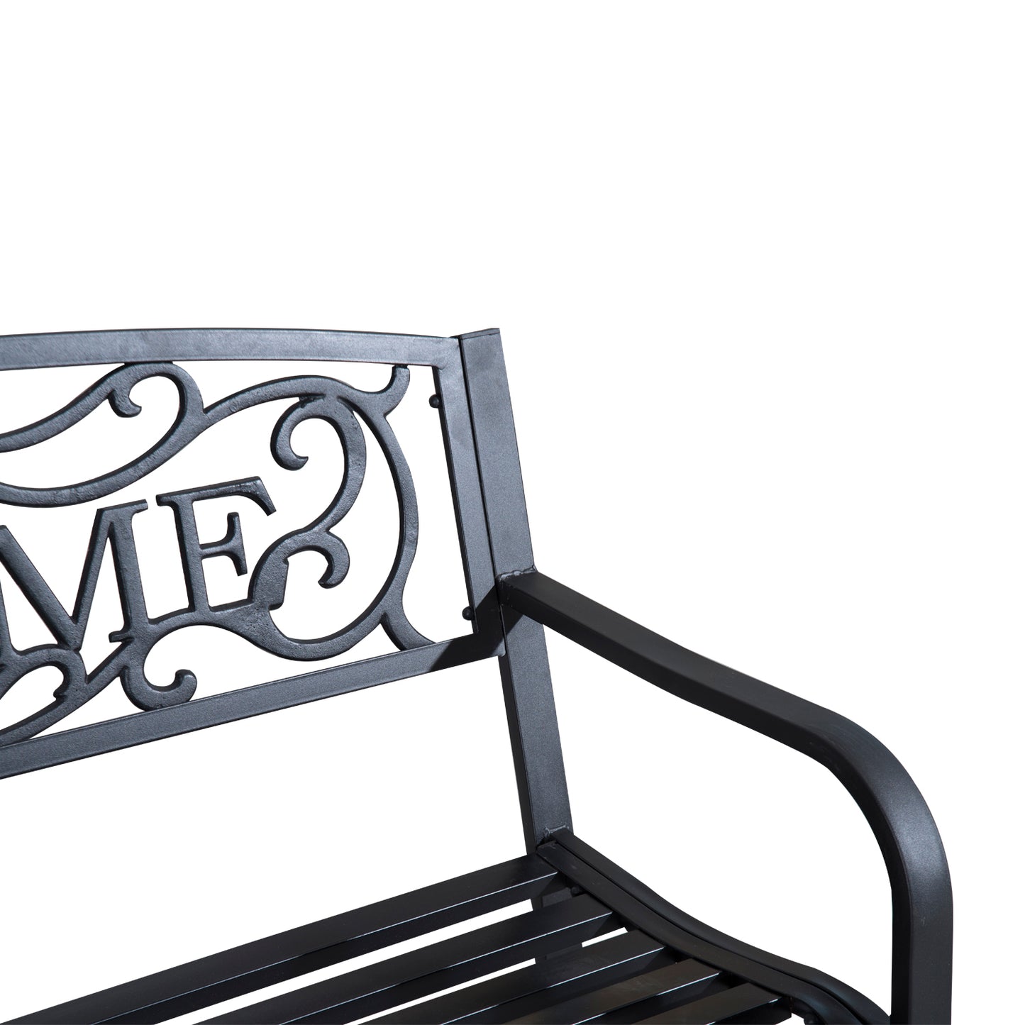 Rolare 126cm Steel Black Outdoor Garden Bench
