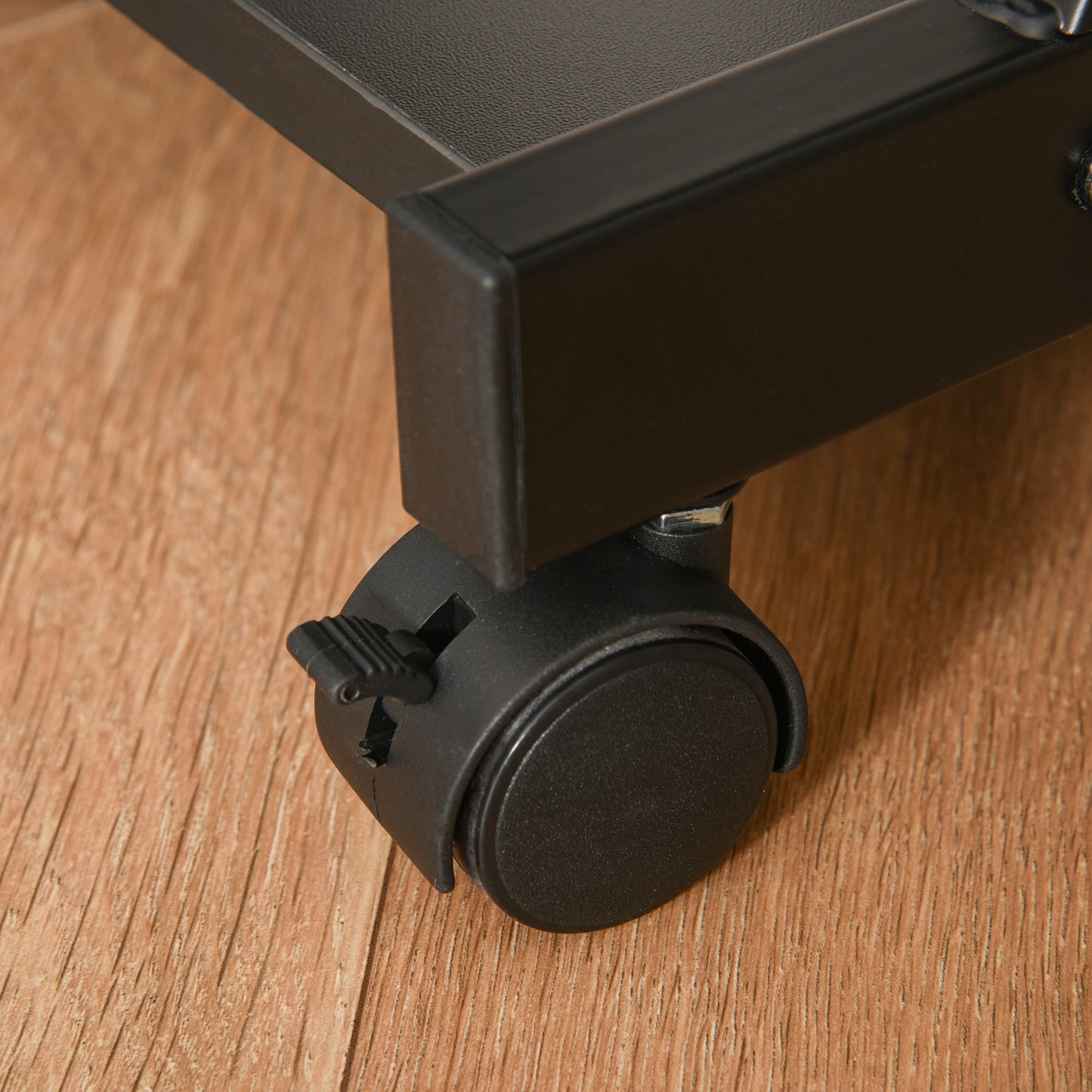 Kamo Wooden Black Mobile Desk With Castor Wheels And Sliding Keyboard Tray