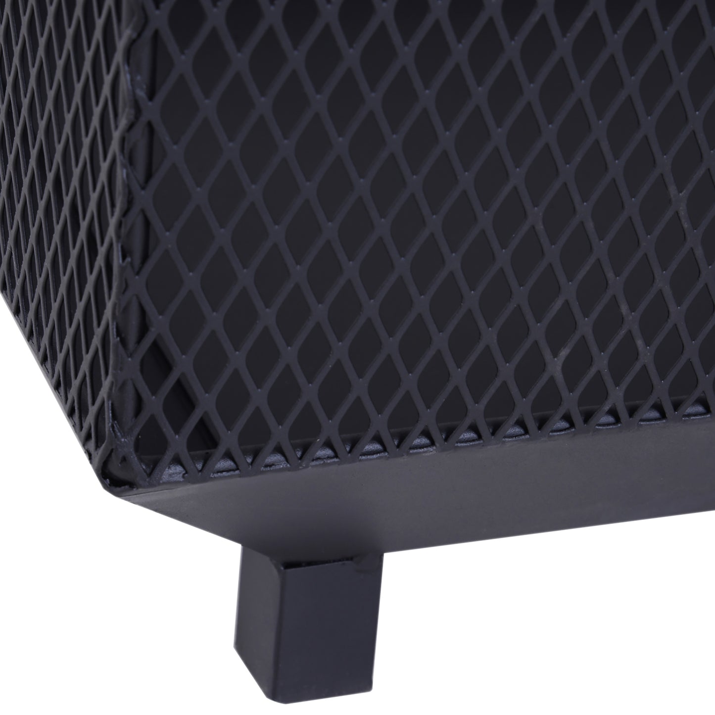 Dita Steel Black Square Outdoor Mesh Fire Pit With Lid Log Grate