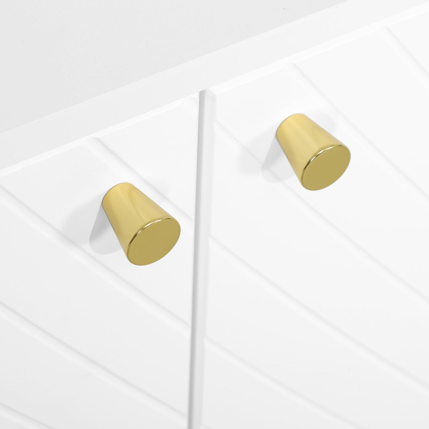 Rasuno Ledi White And Gold Tone 2 Cupboard with Scandi Line Pattern