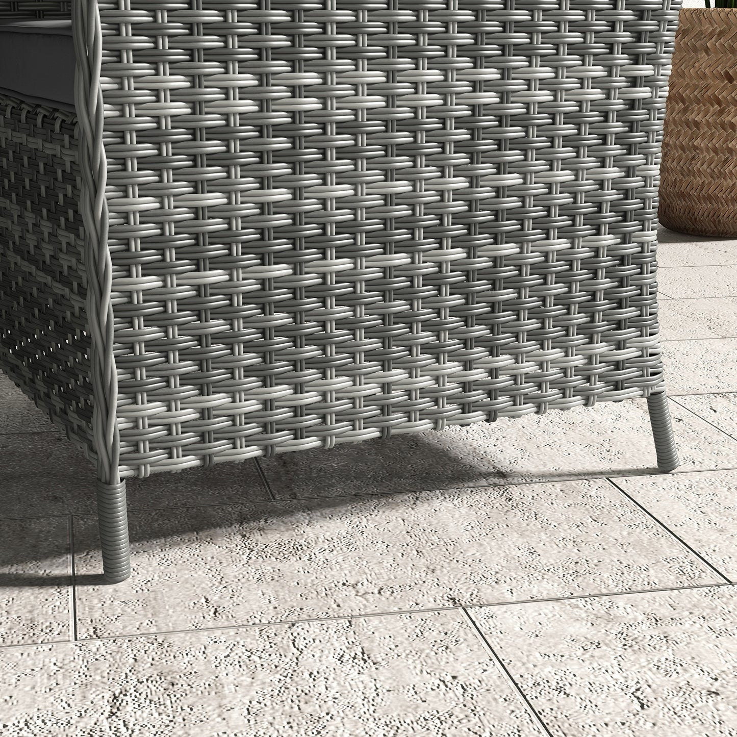 Rolana Nivi 4 Seater Rattan Grey Outdoor Dining Set With Parasol And Cushions