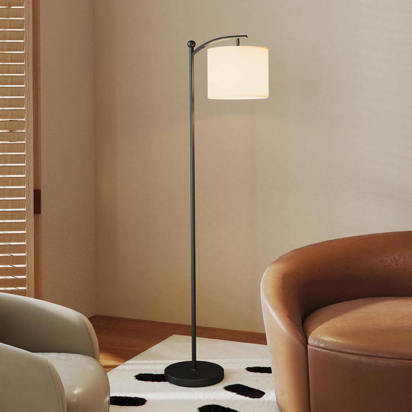 Mota Nelo Metal Black LED Floor Lamp With Remote Control And Slim Modern Profile