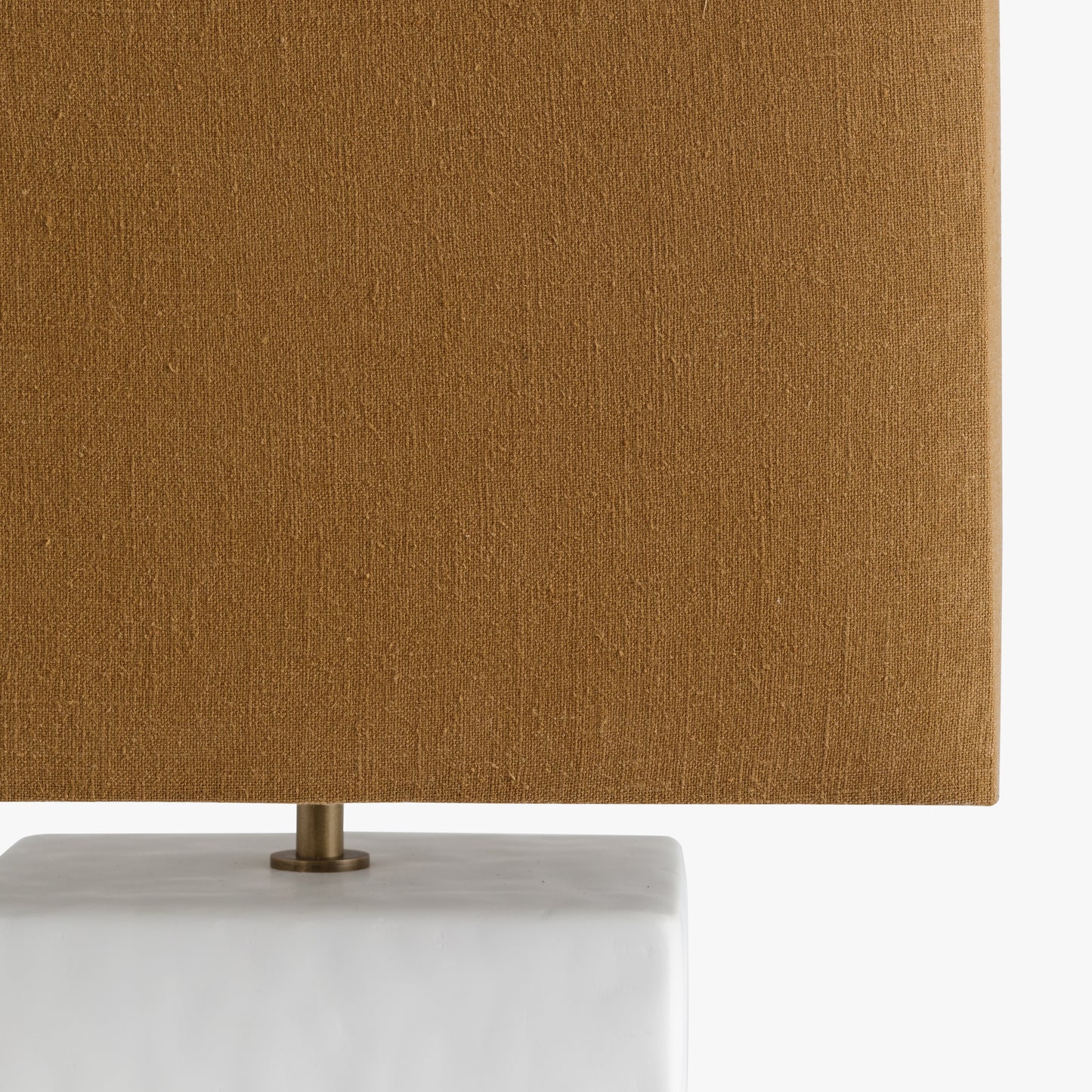 Long Island Small Rectangular White Bamboo Table Lamp with Ochre Shade