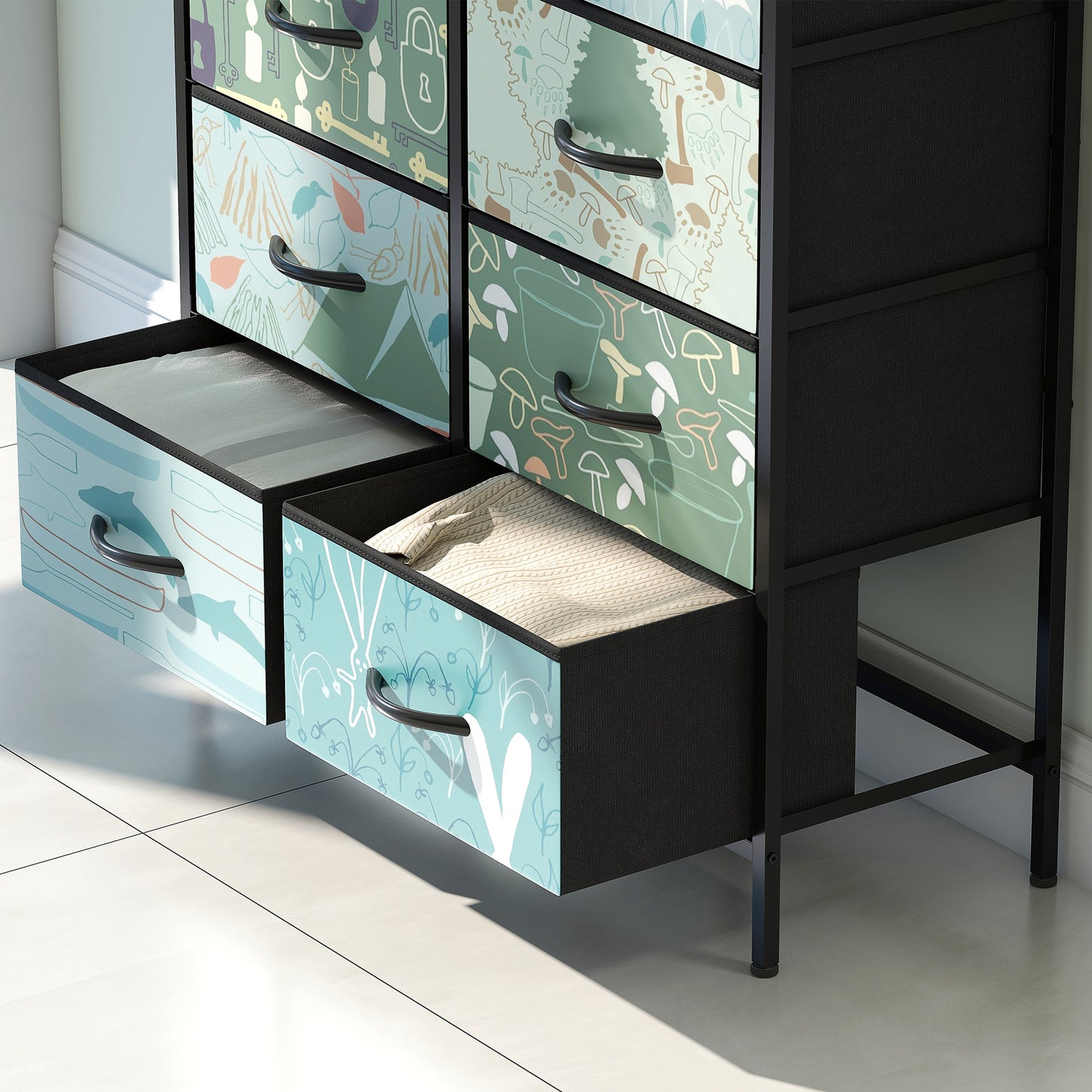 Larala Wooden Blue 8 Drawer Storage Chest