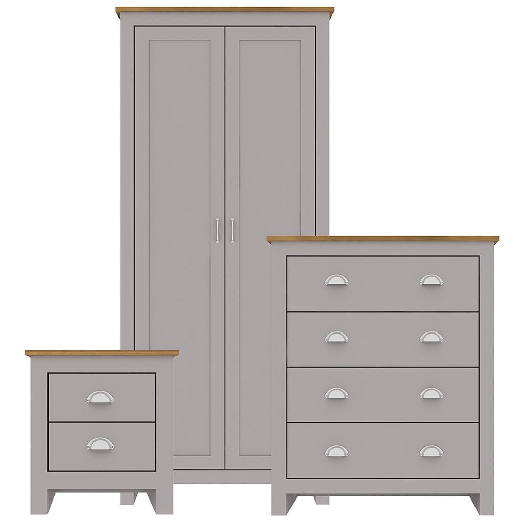 Ballette Soft Grey Oak Wood Bedroom Furniture Set