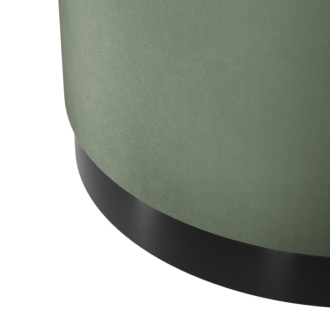 Kalua Large Sage Green Round Velvet Stool Matt Black Base