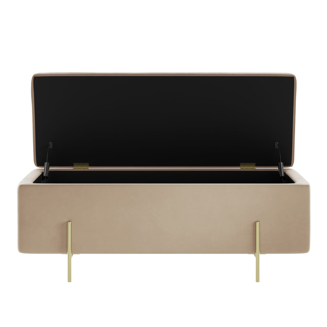 Elowen Rectangle Storage Ottoman Bench Cream Boucle Gold Metal Legs