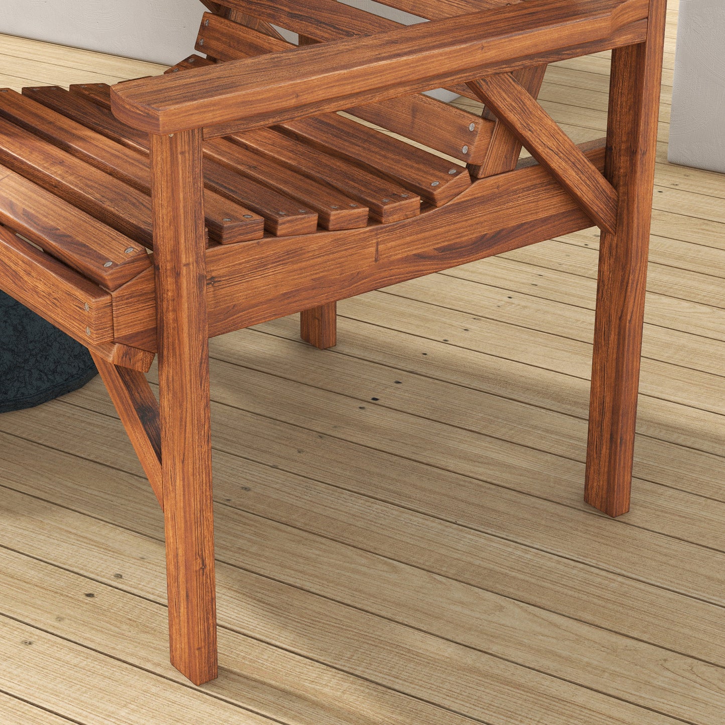 Topa Tan Brown Wood Garden Bistro Set Love Seat With Integrated Coffee Table And Parasol Hole