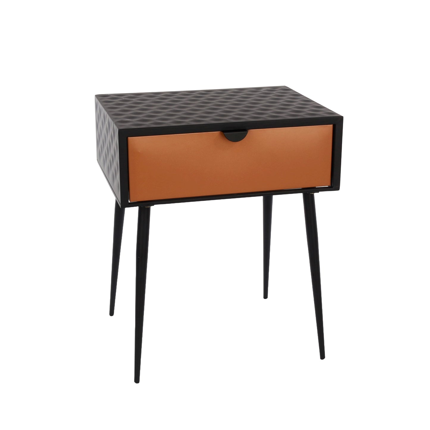 Hanover Black Metal 1 Drawer Bedside Cabinet With Copper Drawer Front