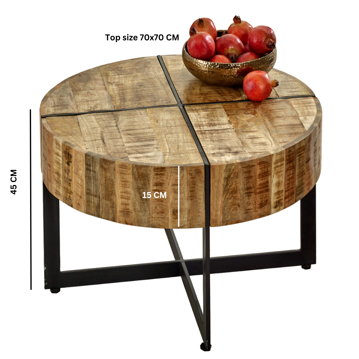 California Mango Wood Coffee Table With Metal Legs