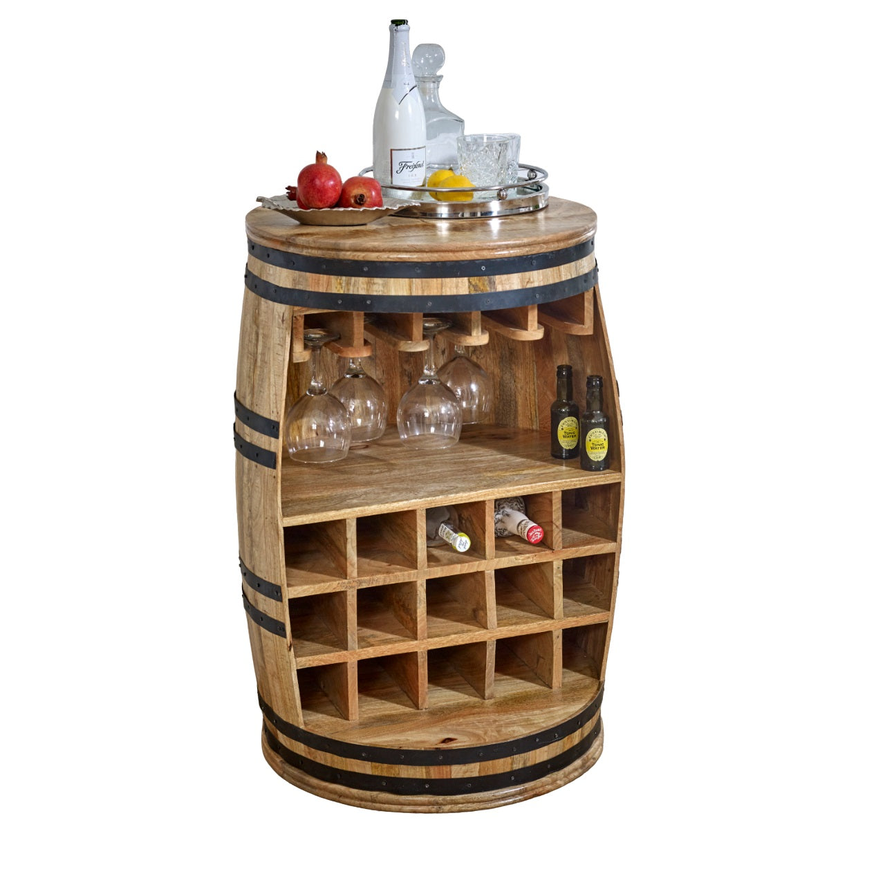 California Solid Dark Wood Barrel Wine Sideboard