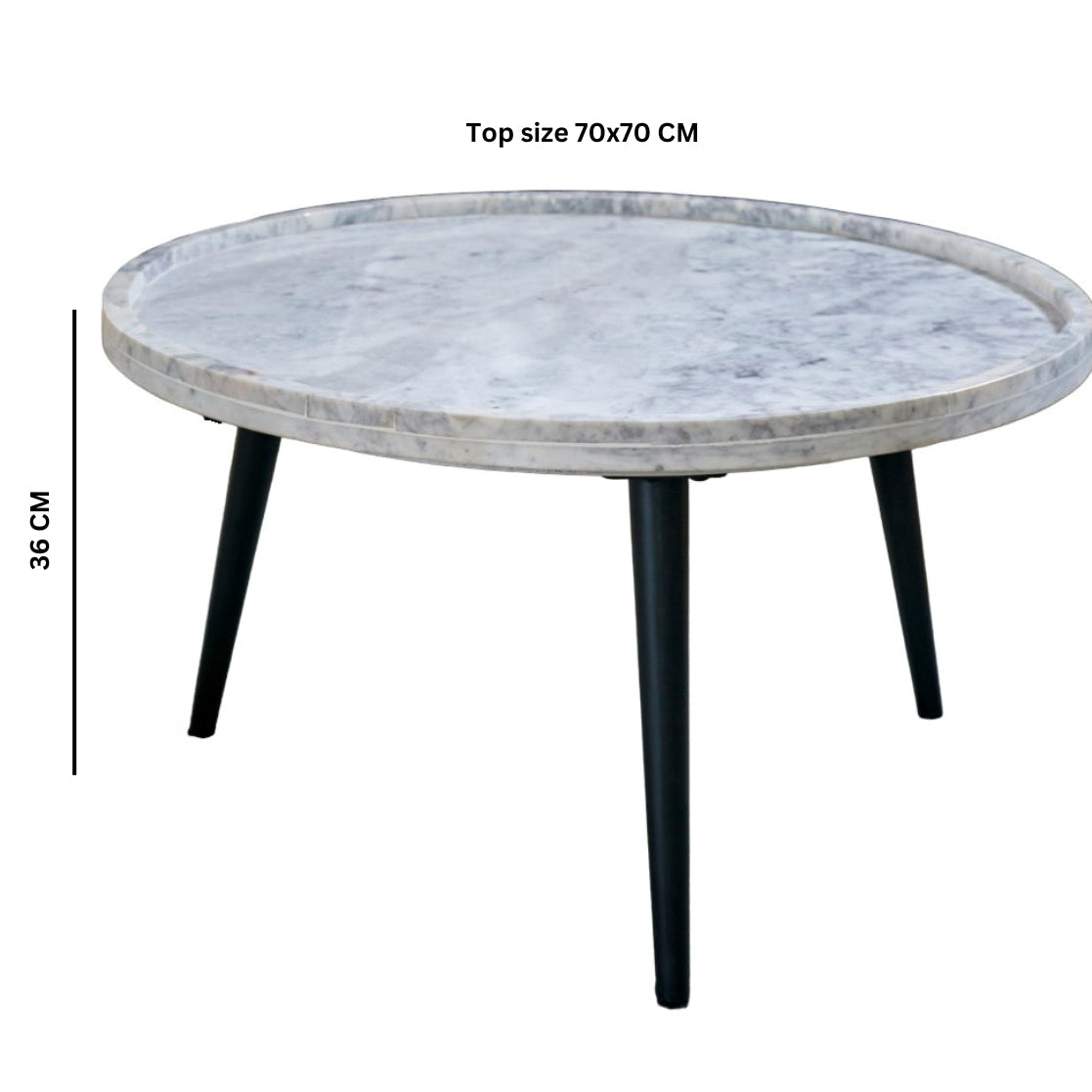 Alabama Marble Top Coffee Table With Black Metal Legs