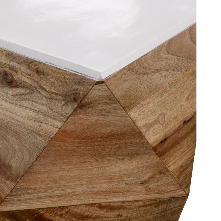 Alington White and Natural Solid Mango Wood Side Table