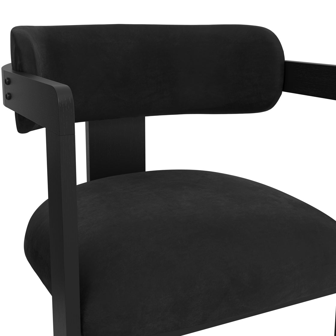 Thurles Upholstered Black Velvet Dining Chair with Armrests