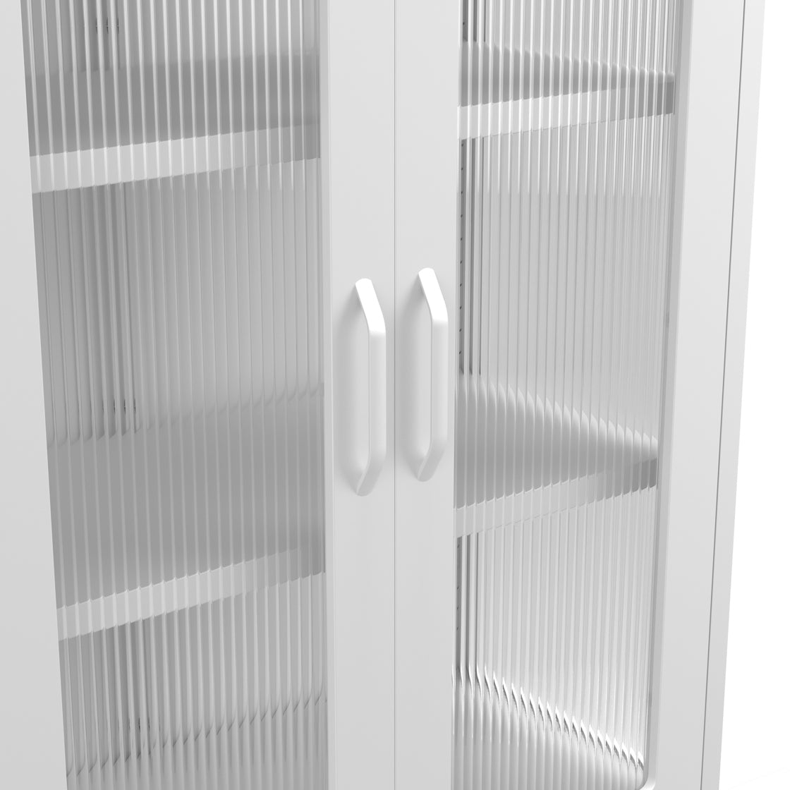 Bramblewood White Metal Steel Cabinet 2 Glass Door 3 Shelves