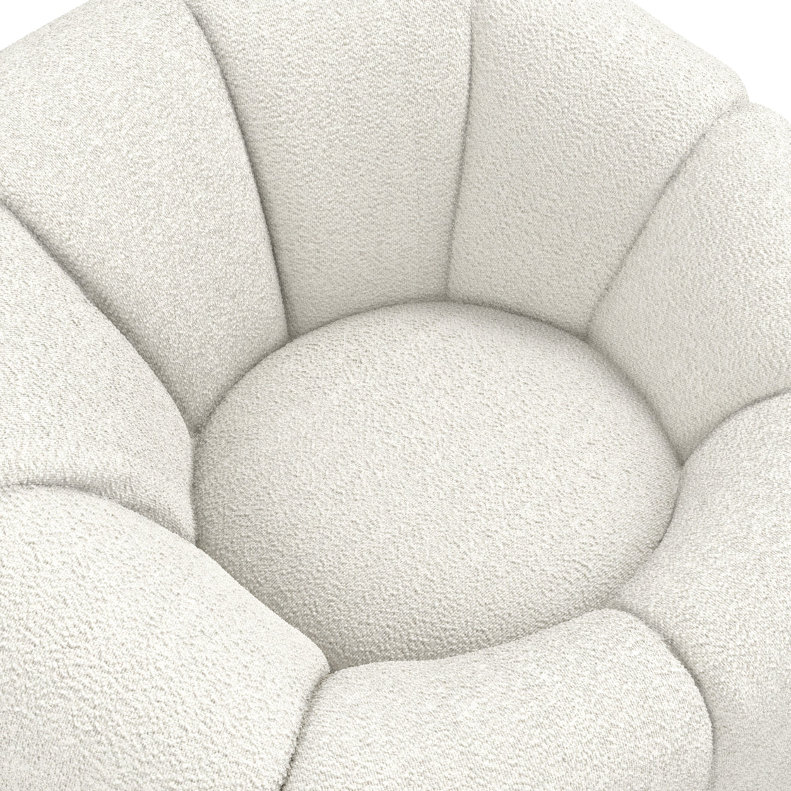 Juniper Retro Upholstered Ivory Boucle Swivel Armchair