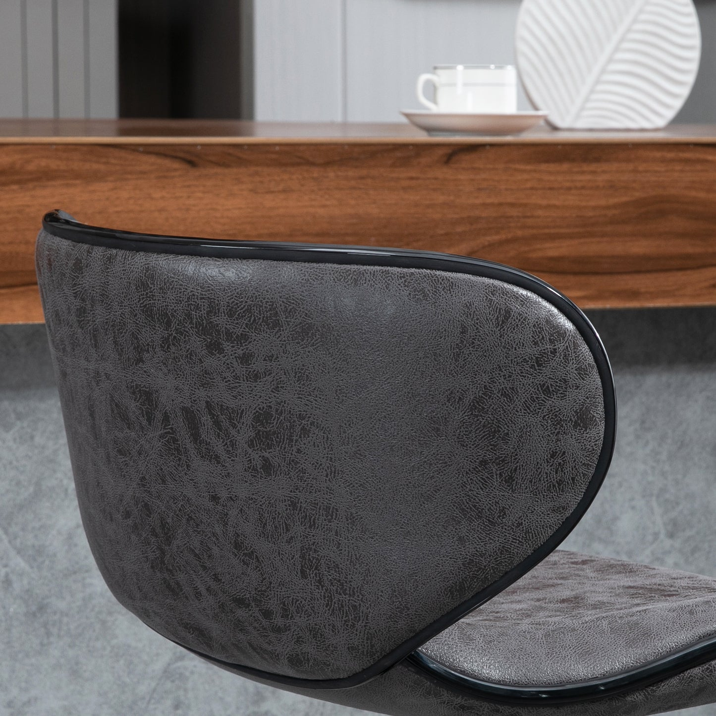 Cotavi Faux Leather Dark Grey Adjustable Kitchen Bar Chairs Set Of 2 With Padded Seats