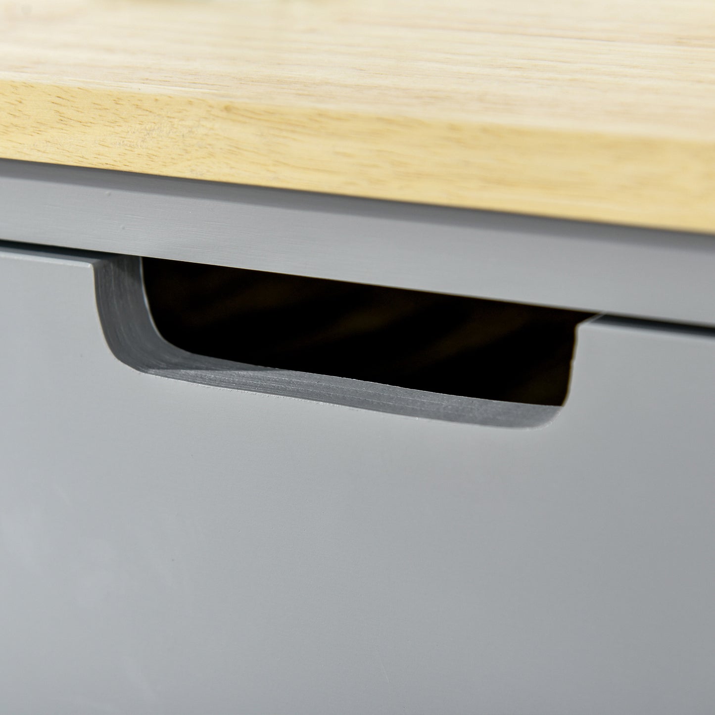 Vena Wooden Grey and Natural Kitchen Trolley With Worktop Drawer And Shelves